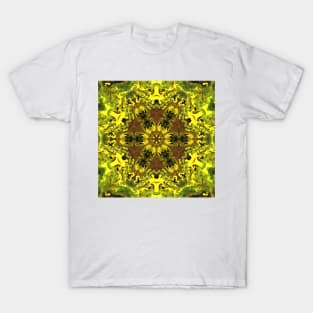 Psychedelic Hippie Flower Yellow and Green T-Shirt